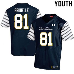 Notre Dame Fighting Irish Youth Jay Brunelle #81 Navy Under Armour Alternate Authentic Stitched College NCAA Football Jersey SUY0699HC
